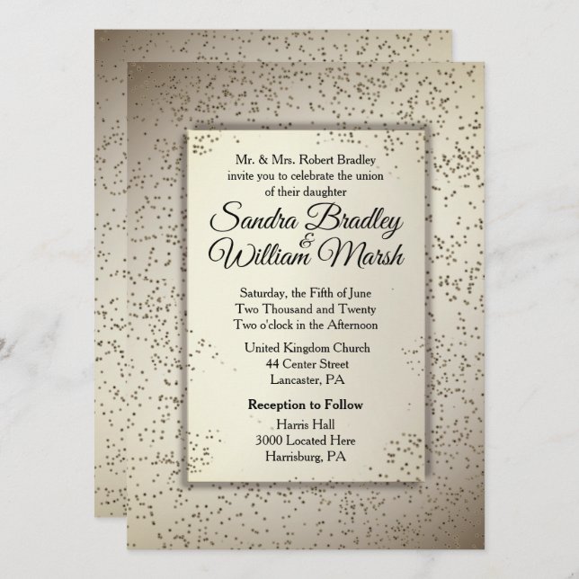 Convite Rustic Glitter Wedation (Frente/Verso)