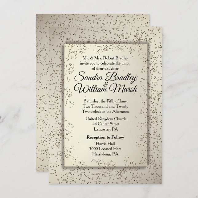 Convite Rustic Glitter Wedation (Frente/Verso)