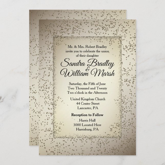 Convite Rustic Glitter Wedation (Frente/Verso)