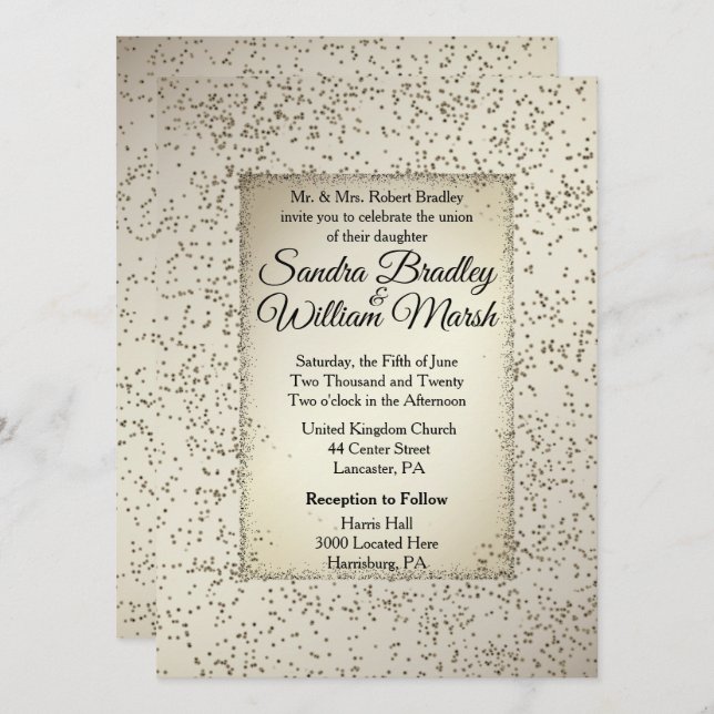 Convite Rustic Glitter Wedation (Frente/Verso)