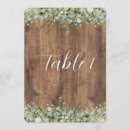 Convite Rustic Gold Eucalyptus & White Floral Table Number