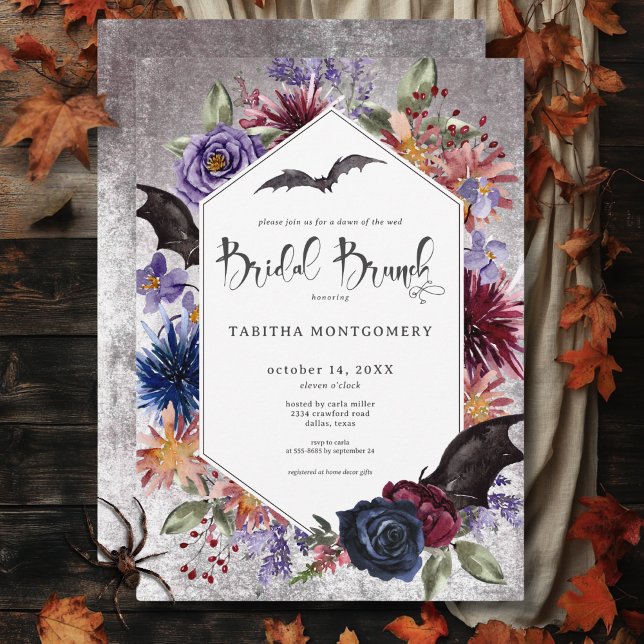 Convite Rustic Gothic Colors Halloween Bridal Brunch (Rustic Gothic Colors Halloween Bridal Brunch Invitation)