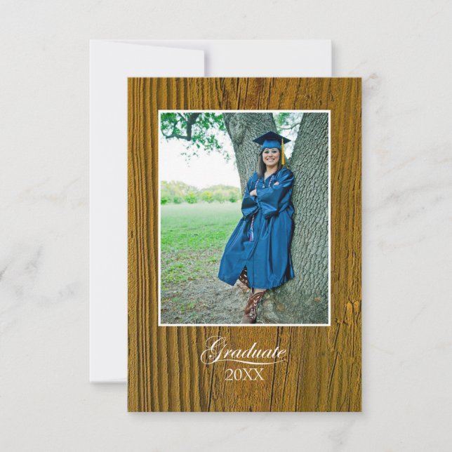 Convite Rustic Graduation Celebration with Photo (Frente)