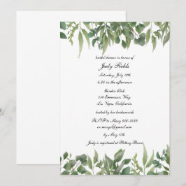 Convite Rustic Green deixa Chá de panela de folhagem verde