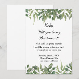 Convite Rustic Green deixa Greenerage Foliage Bridesmaid