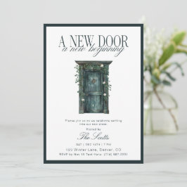 Convite Rustic Green Door New Home Housewarming