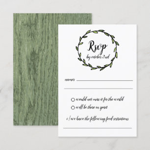 Convite Rustic Green Leafy Wreath Wedding RSVP