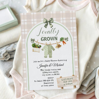Convite Rustic Green Locally Grown Baby Shower Invitation 