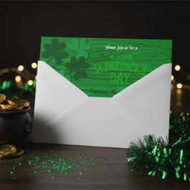 Convite Rustic Green Wood St. Patrick’s Day Party 