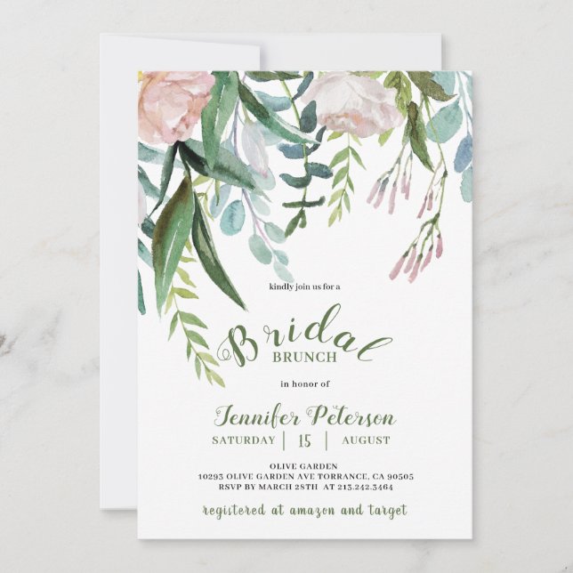Convite Rustic Greenery Bridal Brunch (Frente)