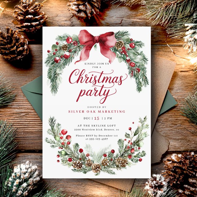 Convite Rustic Greenery Christmas Party (Criador carregado)