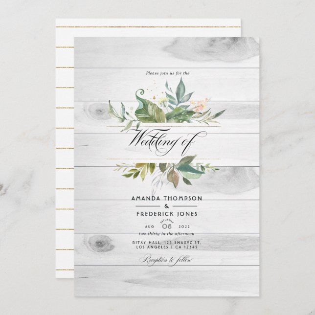 Convite Rustic Greenery Country Barn QR Code RSVP Casament (Frente/Verso)