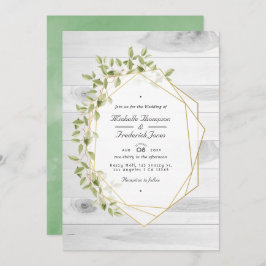 Convite Rustic Greenery Geométrico Código QR RSVP Casament