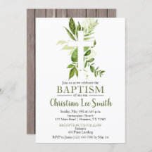 Rustic Greenery Green Cross Boy Baptism
