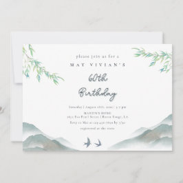 Convite Rustic Greenery Watercolor Mountain 60º Aniversári