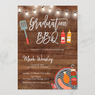 Convite Rustic Grill and Chill Graduation Party