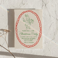 Rustic Hand Desenhou Festa Verde Vermelha do Coelh
