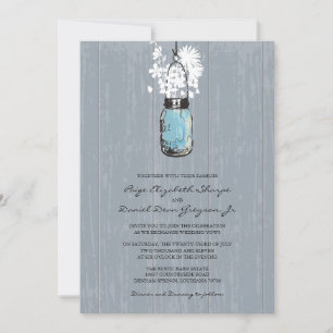Convite Rustic Hanging Mason Jar Wedding