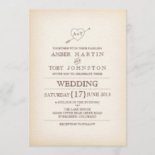 Convite Rustic Heart & Arrow Weding