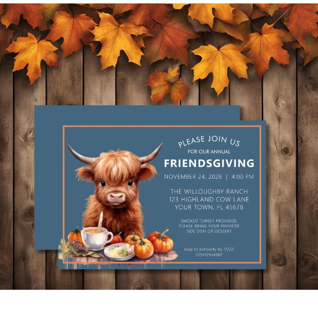 Convite Rustic Highland Cow Friendsing (Criador carregado)