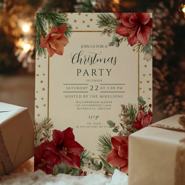 Convite Rustic Holiday Greenery Feliz Natal (Criador carregado)