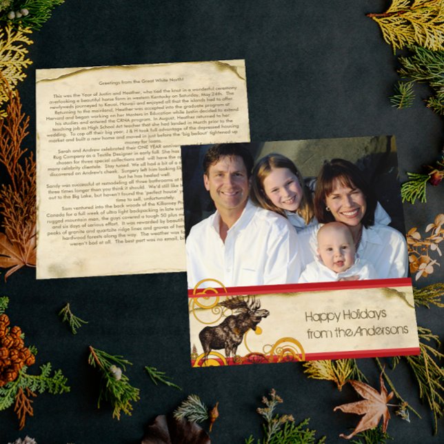 Convite Rustic Holiday - Letra Moose de Natal (Criador carregado)