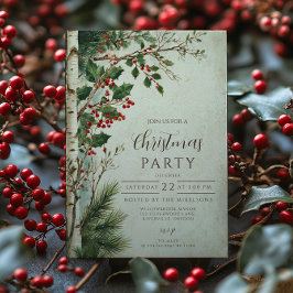 Convite Rustic Holly Berry Natal