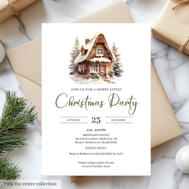 Convite Rustic House Minimalist Scandinavian Style Xmas (Rustic Taupe Minimalist Scandinavian Style Christmas Party

)