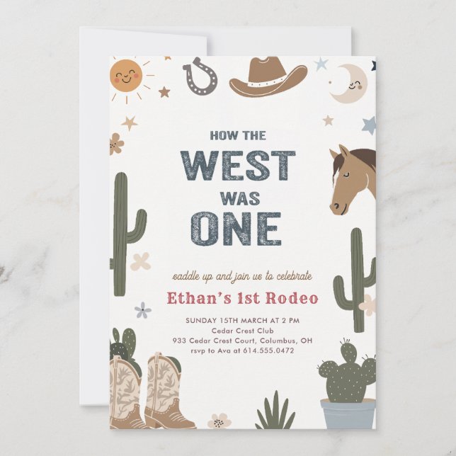 Convite Rustic How The West Was One Cowboy 1st Birthday (Frente)