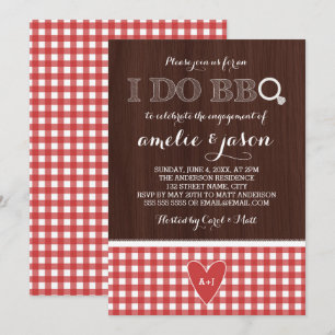 Convite Rustic I Do CHURRASCO Red Gingham Festa de noivado