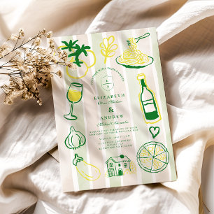 Convite Rustic Italiana Comida Wedding Watercolor