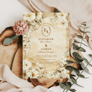 Convite Rustic Ivory Floral Boho Wedding