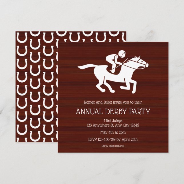 Convite Rustic Jockey Annual Derby Party Invitation (Frente/Verso)