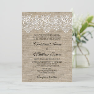 Convite Rustic Jute and Lace Wedding