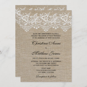 Convite Rustic Jute and Lace Wedding