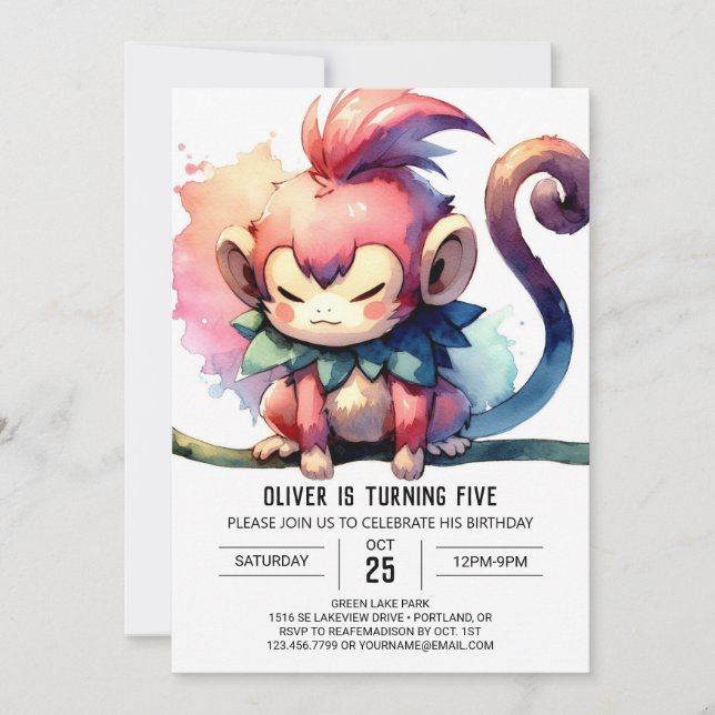 Convite Rustic Kids Monkey Birthday (Frente)