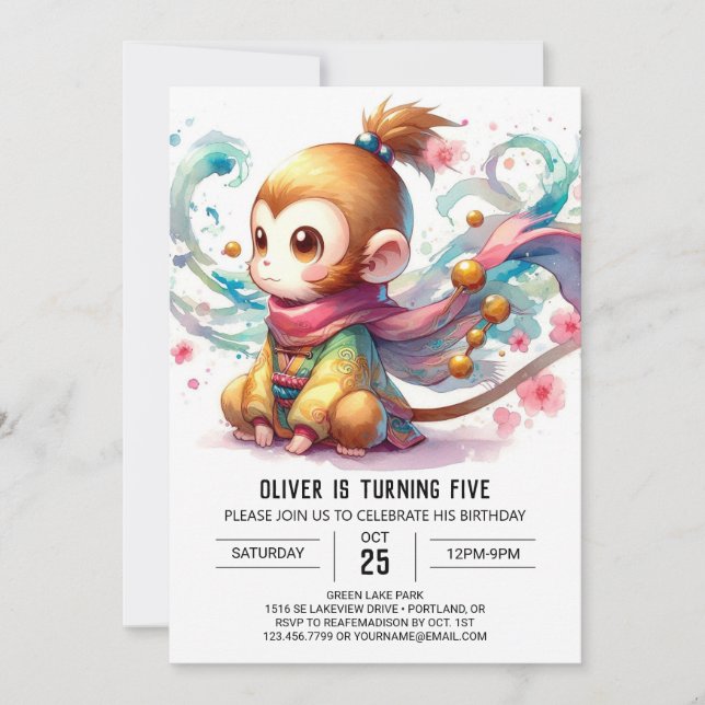 Convite Rustic Kids Monkey Birthday (Frente)