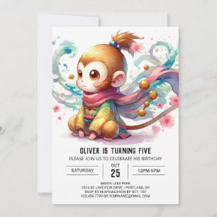 Convite Rustic Kids Monkey Birthday
