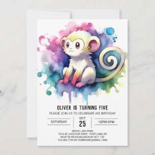 Convite Rustic Kids Monkey Birthday