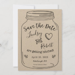 Convite Rustic Kraft Mason Jar Salve a Data