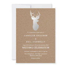 Rustic Kraft Paper Silver Antler Casamento