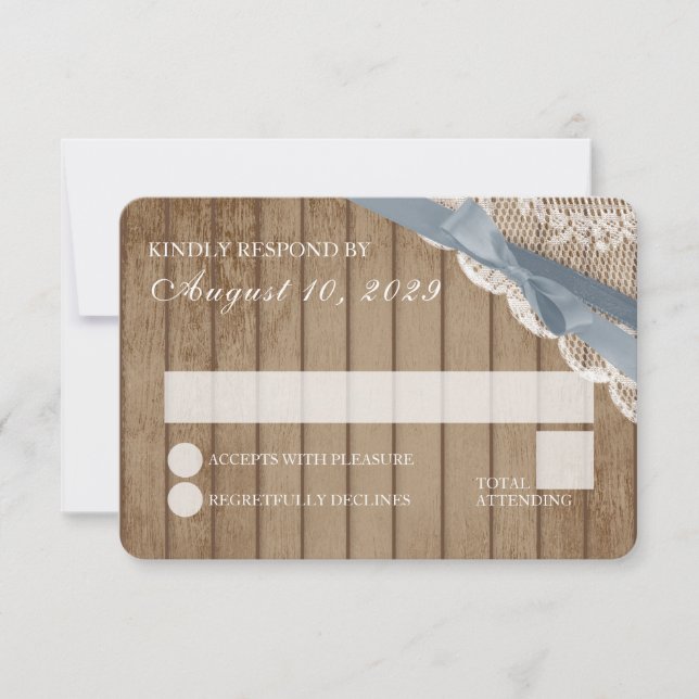 Convite Rustic Lace and Barn Wood Weding RSVP (Frente)