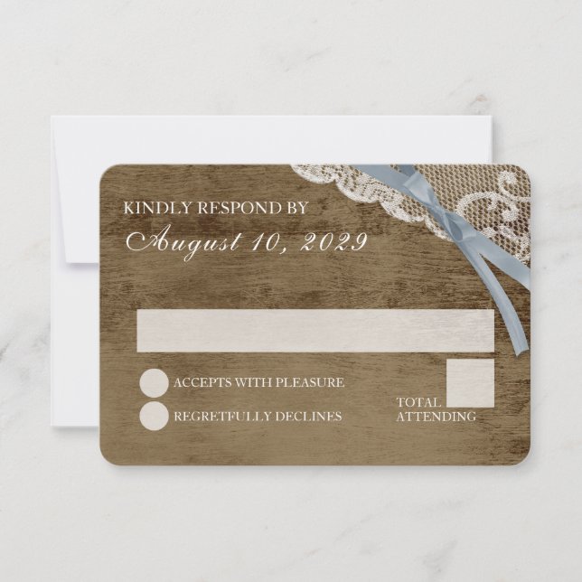 Convite Rustic Lace and Barn Wood Weding RSVP (Frente)