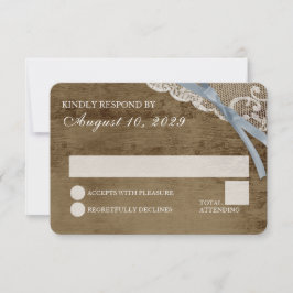 Convite Rustic Lace and Barn Wood Weding RSVP