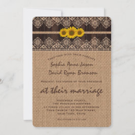 Convite Rustic Lace Burlap Para Casamento De Madei