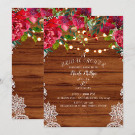 Convite Rustic Lace e Luzinhas de Natal Chá de Noiva