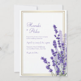 Convite Rustic Lavender Double Line Frame Border Wedding