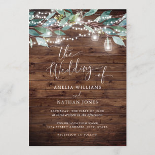 Convite Rustic Leaf String Light Casamento