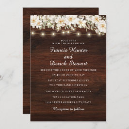 Convite Rustic Leaf String Light Wood Weditation