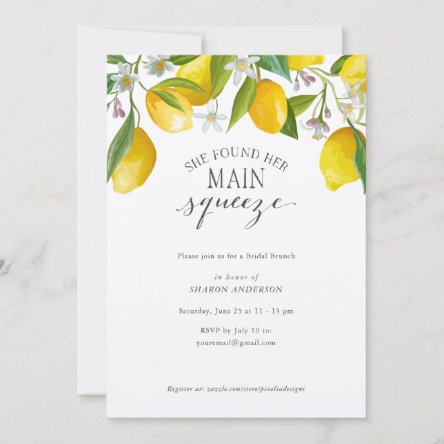 Convite Rustic Lemon Ela encontrou seu principal aperto, B (Frente)